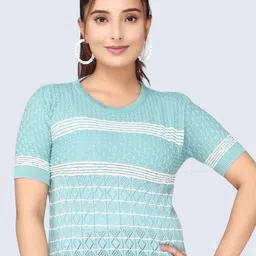 FEVERFEW Women Self Design Cotton Top-image-35