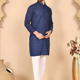 Anouk Rustic Men Ethnic Motifs Embroidered Regular Pure Cotton Kurta with Pyjamas image 3