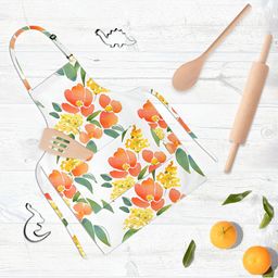ArtzFolio White & Yellow Printed Cotton Aprons-14