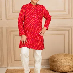 Jilmil Boys Lehariya Printed Mirror Work Straight Kurta With Trousers-19