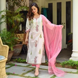 Printed Kurta, Trouser/Pant & Dupatta Set-image-25