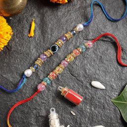 Sangria Set Of 2 Beaded Bhaiya Bhabhi Rakhi With Roli Chawal-image-86