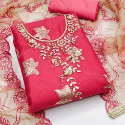 HERE&NOW Floral Woven Design Beads And Stones Organza Unstitched Dress Material-image-5