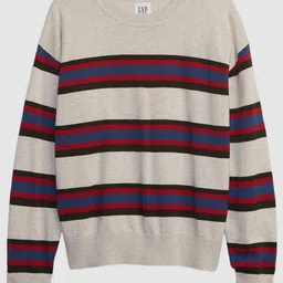 GAP Boys Striped Pure Cotton Round Neck Pullover-39