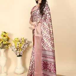 J 6 DESIGNER Zari Art Silk Designer Block Print Saree image 5