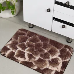 Saral Home Brown & Cream 2200 GSM Textured Anti- Skid Bath Rug-image-29