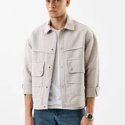 Snitch Beige Men Self Design Lightweight Tailored Jacket-57