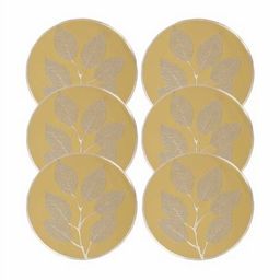 LooMantha Gold Toned 6 Pieces Printed Round Table Placemats-12