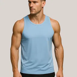 Body Mechanics Men Pack of 2 Blue Solid Sleeveless Gym Innerwear Vests-picture-3