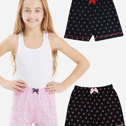 BODYCARE Girl's Shorts with Cotton Black & Navy Pack of 2 Suitable for All Day Wear-image-5