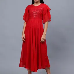 Frolic Rolic Women Flutter Sleeve Fit & Flare Maxi Dress-picture-18