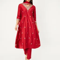 Max Women Solid Embroidered Kurta with Trousers & Dupatta-48
