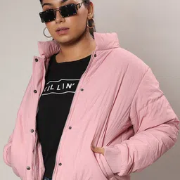 Instafab Plus Women Striped Lightweight Bomber Jacket-29