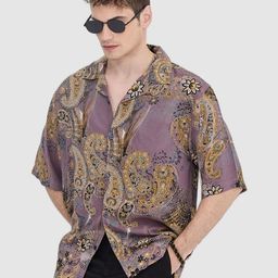Snitch Men Relaxed Fit Cuban Collar Ethnic Motifs Printed Casual Shirt-image-48