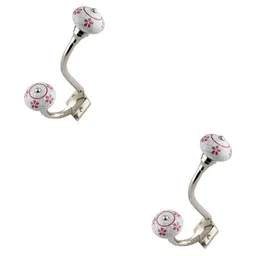 IndianShelf Pink & White 2 Pieces Ceramic Floral Key Holder Kitchen Hanger-10