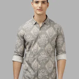 BULLMER Men Spread Collar Floral Printed Cotton Casual Shirt-picture-14