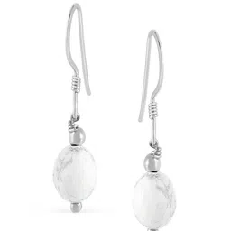 Nirvana 925 Sterling Silver Rhodium Plated Agate Beaded Spherical Drop Earrings image 2