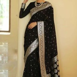 CANBIA Woven Design Zari Silk Blend Banarasi Saree-image-28