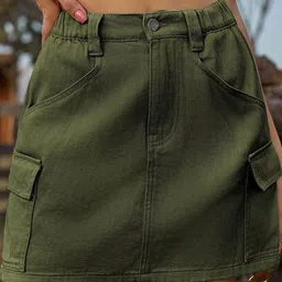 StyleCast Denim A-Line Above Knee Skirt-image-75