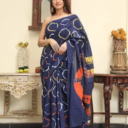 Craft Musium Pure Cotton Bagru Saree-image-83