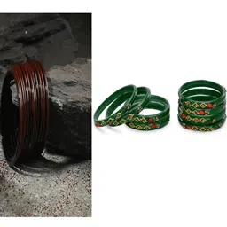 SOMIL Set of 20 Brown Alloy Artificial Stones & Beads Bangles-image-75