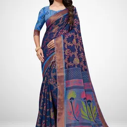 KALINI Minaxi Brasso Floral Printed Saree with Blouse Piece-45