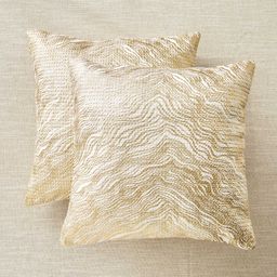 Home Centre Beige & Gold-Toned 2 Pieces Abstract Printed Cotton Square Cushion Covers-image-72