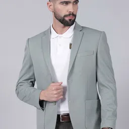 Cantabil Self Design Notched Lapel Collar Single Breasted Casual Blazer-image-24