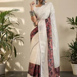 all about you Kalamkari Mirror Work Jute Silk Designer Kota Saree-image-78
