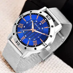 JUST LIKE Men Dial & Stainless Steel Bracelet Style Straps Analogue Watch 451 All Sefar Brown & Blue combo2-image-54