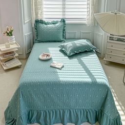 JC HOME Green & White Printed 162 TC Double King Bed Cover Set 2.3 m x 2.5 m-image-69