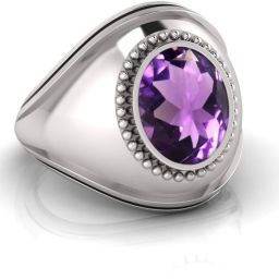 7.25 Ratti Amethyst Gemstone Adjustable Ring With Lab CertificateAH Silver Ring-image-11
