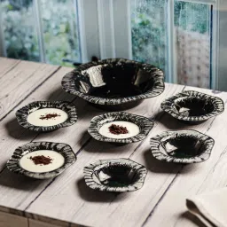 Black & Silver Glass Pudding Dish Serving Set-image-44