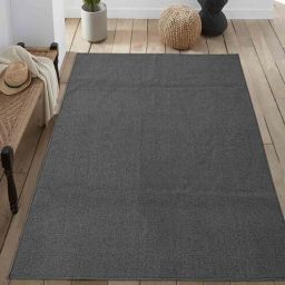 saral home Grey Solid Fiber 6 ft x 9 ft Machine Made Carpet-picture-10