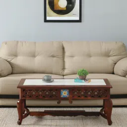 mudramark from pepperfry Petunia Sheesham Wood Coffee Table In Honey Oak Finish With Porcelain Top-picture-19