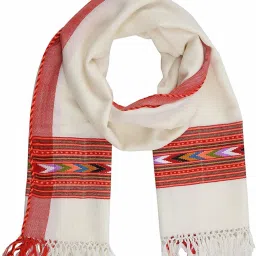 Woven Pure Wool Women White Stole-image-63