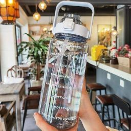 Sports Water Bottles 2 Liter 2000 ml Bottle With Drinking Glass-8