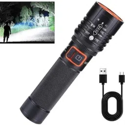 Metal LED Flashlight, LED Water Resistant Zoomable Torch with 4 Lighting Modes Torch-19
