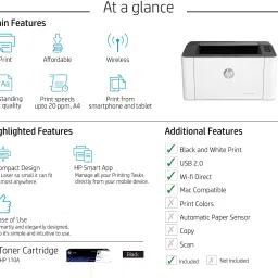 HP Laser 108 w Single Function WiFi Monochrome Laser Printer image 2