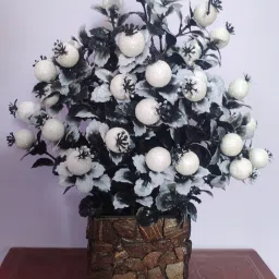 Beautiful Black Cherry Plant Best For Home/Shop/Office Table Flower Top with Stylish Coconut Pot Artificial Plant with Pot-image-8