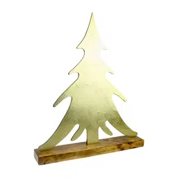 Hind Decor Brown Christmas Tree On Wooden Base Showpiece-image-14