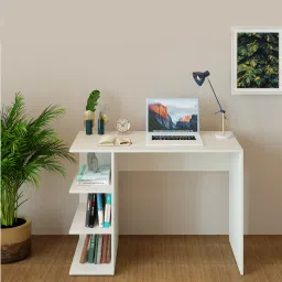 Qualish Computer Table with 3 Shelf, Workstation WFH Laptop Table, Engineered Wood Study Table-0