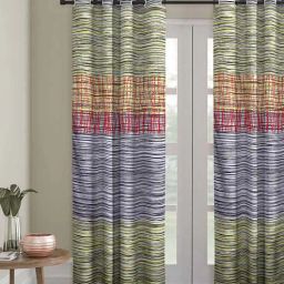 romee Multicolour Polyester Velvet Abstract 7FT Light Filtering Eyelet Door Curtains (Pack of 1)-picture-27