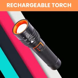 Rechargeable Torch Light, Telescopic Zoom, Ultra Bright LED Flashlight G104 Torch-image-20
