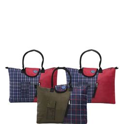 Kuber Industries Set Of 3 Checked Shopper Foldable Shoulder Bags image 1