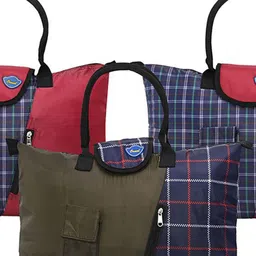 Kuber Industries Set Of 3 Checked Shopper Foldable Shoulder Bags image 3