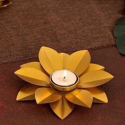 DecorTwist Metal Lotus Shape Tea-Light Candle Holder-image-24