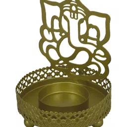 Manor House Gold-Toned Ganesh Candle Holders-image-52