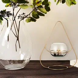 House of Sajja Brown& Gold Triangle Shaped Candle Holder-image-55