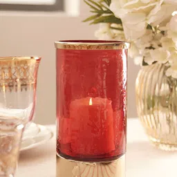 Pure Home and Living Red & Gold Toned Aluminium Candle Holder-image-44